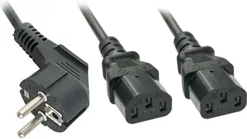 Kabllo energjie Lindy 2x C13, 2m, e zezë