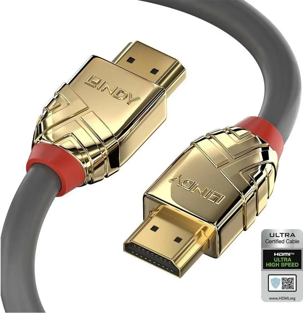 Kabëll HDMI Lindy Gold Line, 2.1, 1m, gri-ari - 2