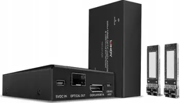 Zgjerues KVM LINDY 39376, DisplayPort 1.2, fibër optike 300m, i zi