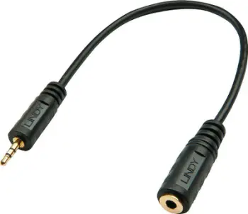 Kabllo Lindy Jack, 2,5 mm / 3,5 mm, 0,2 m, e zezë