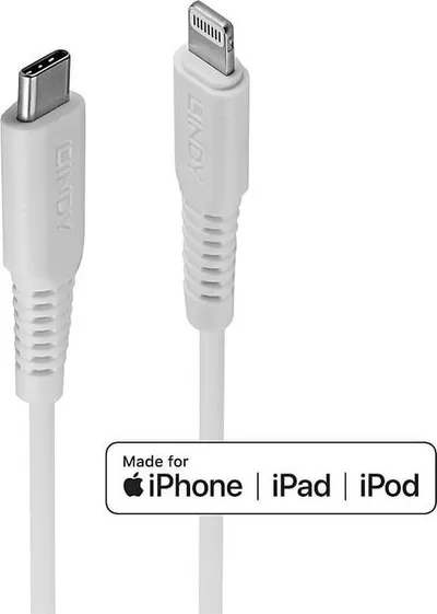 Kabllo USB Lindy Lightning në USB C, 2 m, e bardhë - 1