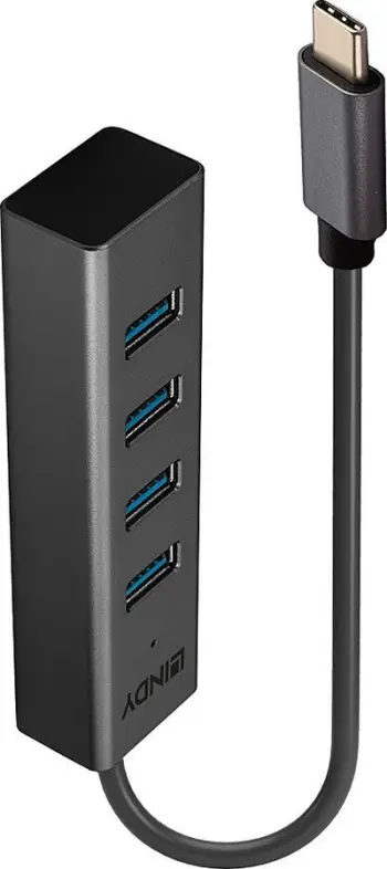 HUB USB Lindy USB 3.2 Type C, 4 porta, gri