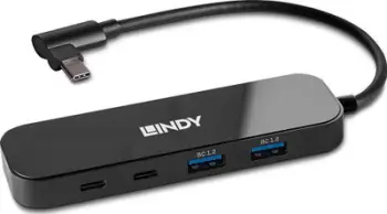HUB USB Lindy 4 Porta, USB 3.2 Gen 2, Type C, gri