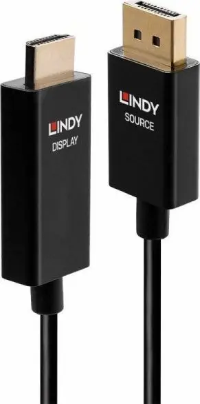 Kabllo adapter DisplayPort në HDMI LINDY, aktiv, 3m, e zezë