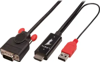 Kabllo Lindy HDMI - D Sub + USB A 41456, 2m, e zezë