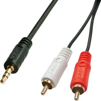Kabllo Lindy Jack 3.5mm - RCA (Cinch) x2, 1m, e zezë