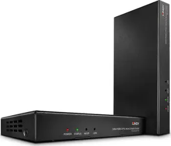 Adapter HDMI me fibër optike Lindy Fibre Optic HDMI 18G IR Extender, 4K, 300m, i zi
