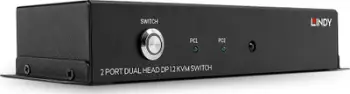 Switch KVM Lindy, 2 porta, DisplayPort 4K, USB, i zi