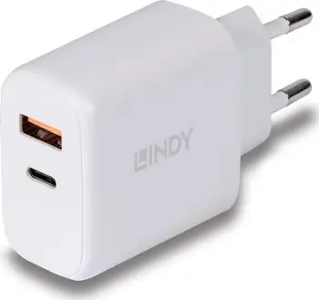 Karikues muri Lindy 73424, 30W, USB dhe USB Type C, i bardhë