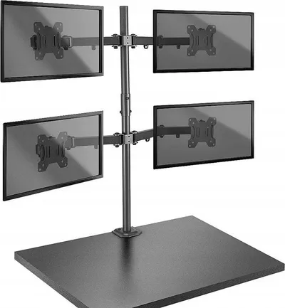 Mbajtëse tavoline për monitorë Lindy 40659, për 4 monitorë 17" 28", çelik, e zezë - 2