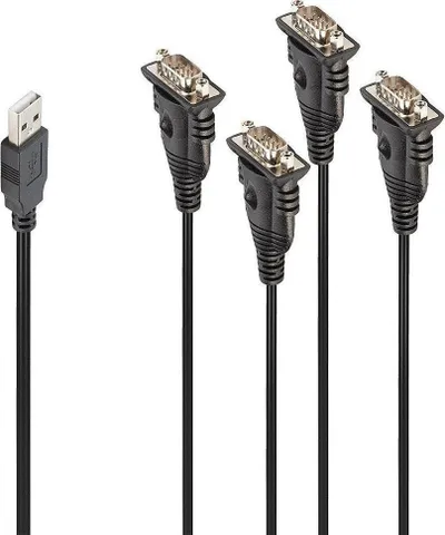 Kabllo konvertuese Lindy USB A në 4x RS 232, 0.94 m, e zezë - 1