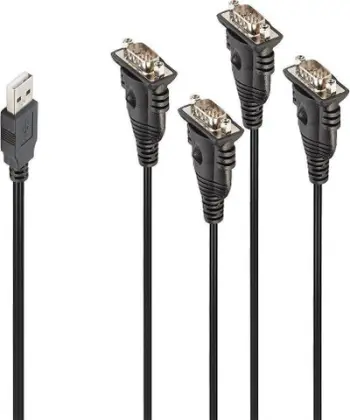Kabllo konvertuese Lindy USB A në 4x RS 232, 0.94 m, e zezë