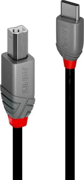 Kabllo USB Lindy USB C në USB B, 1m, USB 2.0, e zezë