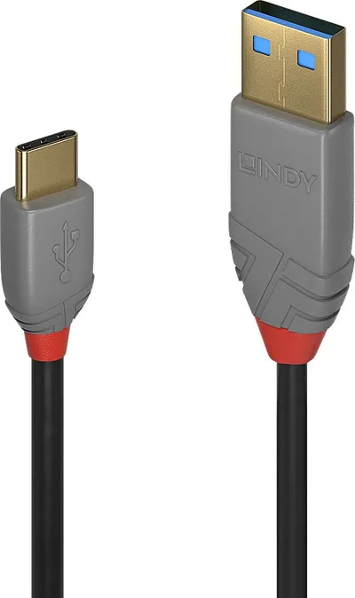 Kabllo Lindy, USB-A - USB-C, 1 m, e zezë - 1