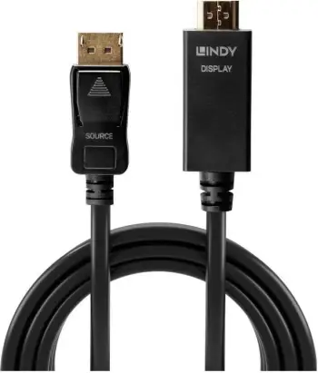 Kabëll Lindy DisplayPort/HDMI, 2m, 4K, i zi