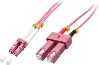 Kabllo me fibra optike Lindy, LC-SC, 15m, rozë