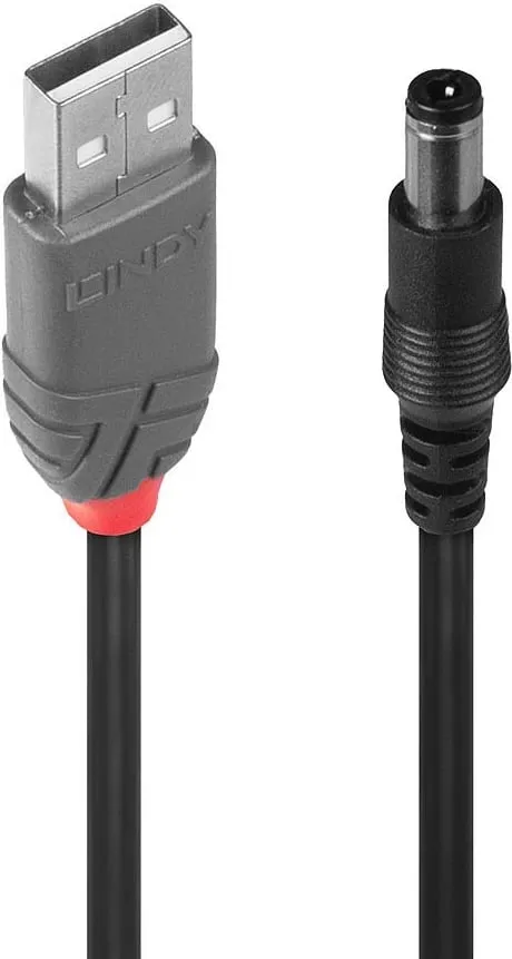 Kabllo Lindy USB-A - DC, 5.5mm, 1.5m, e zezë - 1