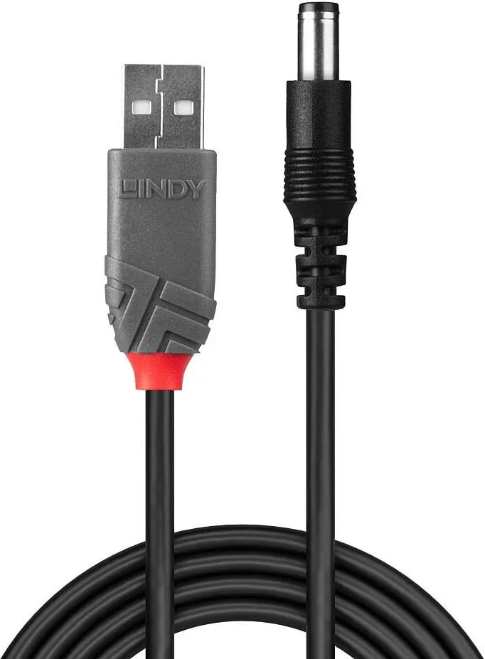Kabllo Lindy USB-A - DC, 5.5mm, 1.5m, e zezë - 2