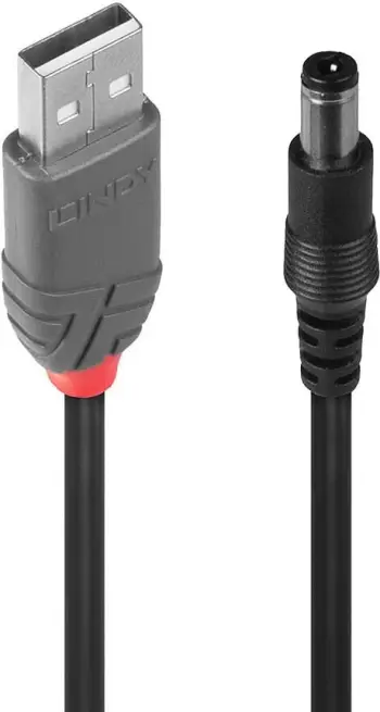 Kabllo Lindy USB-A - DC, 5.5mm, 1.5m, e zezë