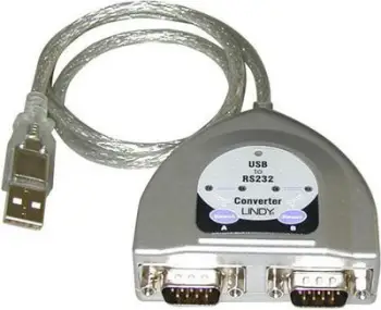 Kabllo Lindy USB-A me 2x RS-232, 0.6 m, e argjendtë (42889)