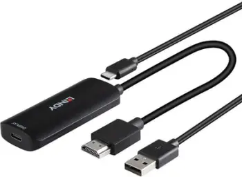 Adapter video Lindy Converter, HDMI në USB C, 4K, i zi