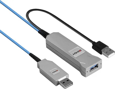 Kabllo USB Lindy 43345, USB A në 2x USB A, 30 m, blu - 3