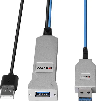 Kabllo USB Lindy 43345, USB A në 2x USB A, 30 m, blu - 4