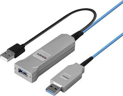 Kabllo USB Lindy 43345, USB A në 2x USB A, 30 m, blu - 5