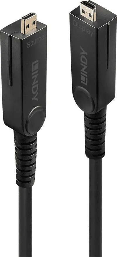 Kabllo optike hibride Lindy HDMI 2.0, 18G, 10m, i zi - 1