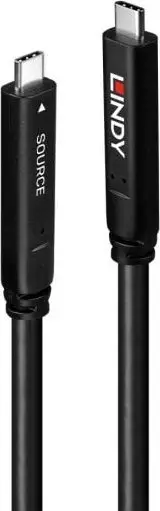 Kabllo USB Lindy USB-C në USB-C 10m, USB 3.2 Gen 1, i zi