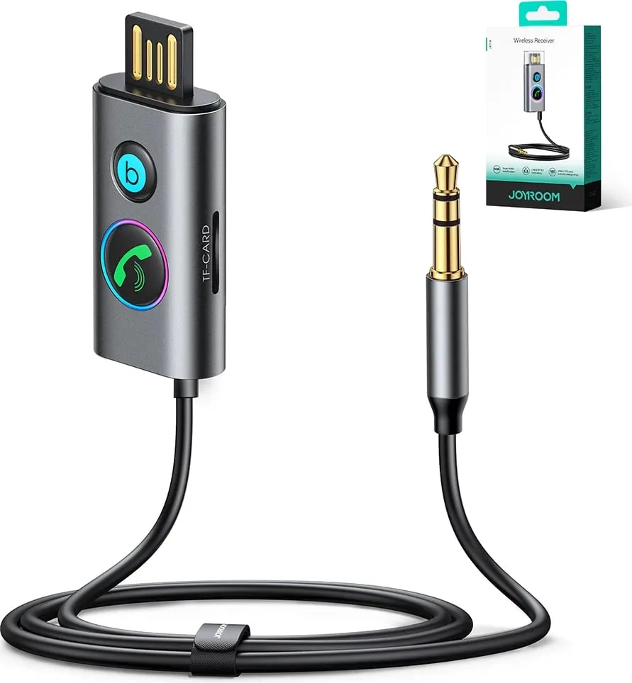 Marrës Bluetooth për makinë Joyroom JR-CB7, 1m, Super BASS, Gri - 6