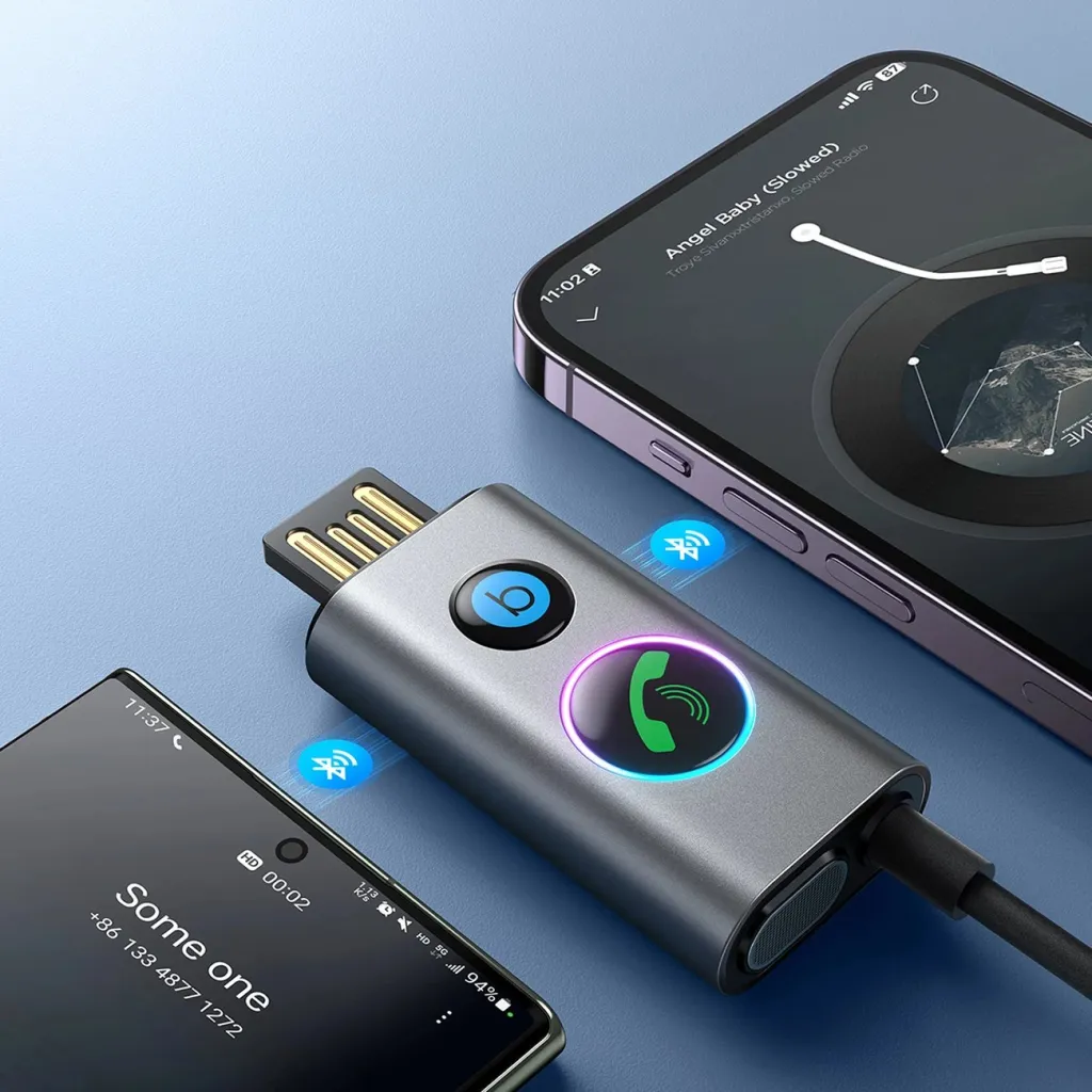 Marrës Bluetooth për makinë Joyroom JR-CB7, 1m, Super BASS, Gri - 10