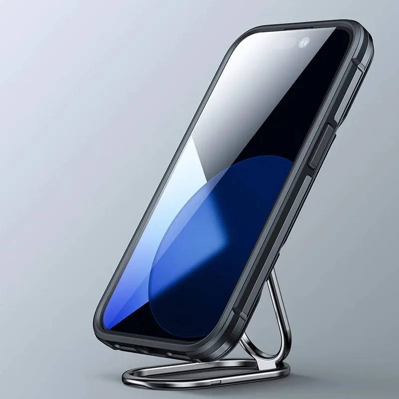Mbështjellës Joyroom Dual Hinge për iPhone 14 Plus, me këmbalec dhe ring holder, Zi - 7