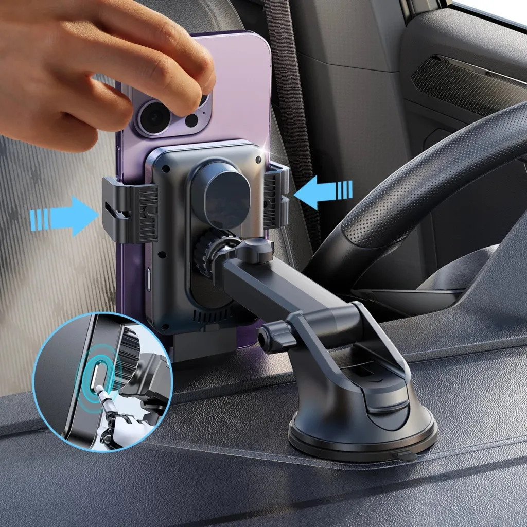 Mbajtës elektrik telefoni Joyroom JR-ZS219 me karikues wireless 15W, i zi - 11