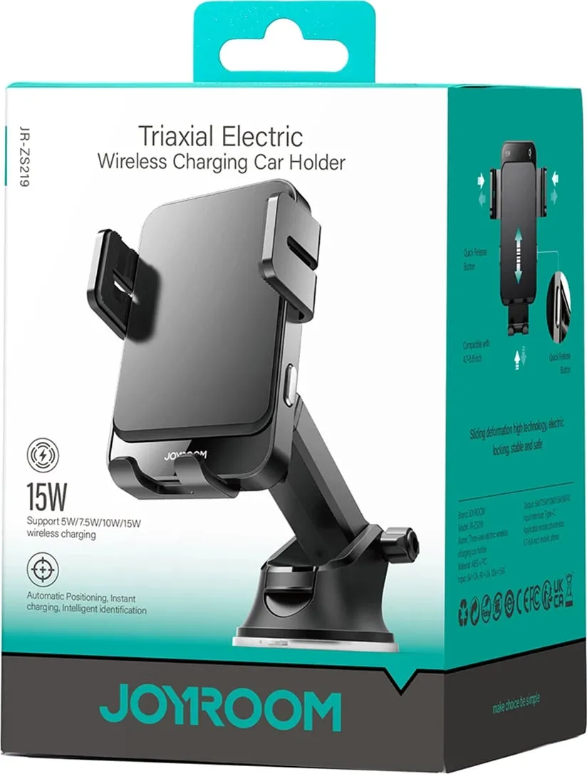 Mbajtës elektrik telefoni Joyroom JR-ZS219 me karikues wireless 15W, i zi - 7