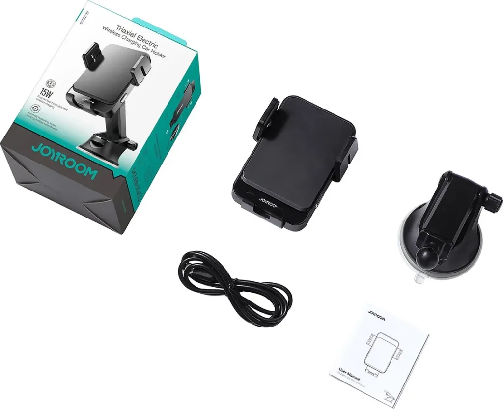 Mbajtës elektrik telefoni Joyroom JR-ZS219 me karikues wireless 15W, i zi - 8