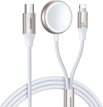 Kabllo karikues 2 në 1 Joyroom, Lightning 1.5m, karikues wireless për Apple Watch, e bardhë