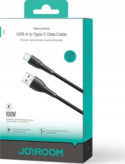 Kabllo karikimi Joyroom Starry Series SA32 AC6, USB A në USB C, 100W, 1m, e zezë - 4