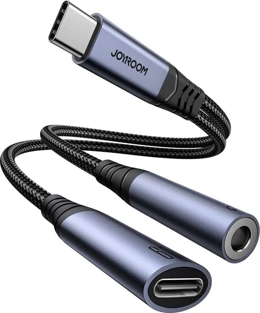 Adapter 2-në-1 Joyroom SY-C02, USB-C në USB-C/3.5mm mini jack, i zi - 7