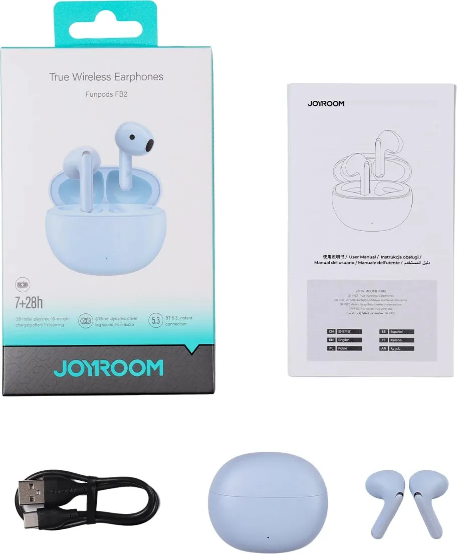 Kufje wireless Joyroom Funpods JR-FB2, Bluetooth 5.3, 35 orë bateri, blu - 6