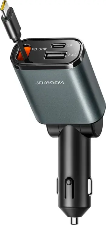 Karikues makine Joyroom JR-CCL07 3-në-1 me kabllo tërheqëse, 30W, Gri e errët