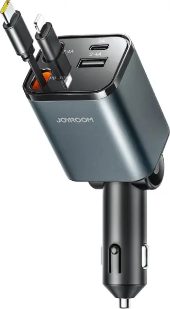 Karikues veture Joyroom JR-CCL05 4-në-1, 30W, me 2 kabllo të tërheqshme, Gri e errët