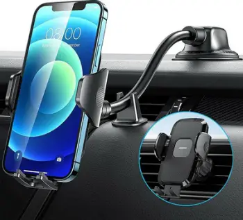Mbajtës telefoni për veturë Joyroom JR-ZS259, montim në pult ose xham, rrotullim 360°, i zi