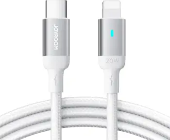 Kabllo USB‑C në Lightning, Joyroom Extraordinary Series A10 S-CL020A10W, PD 20W, 1.2 m, USB 2.0 480 Mbps, LED, e bardhë