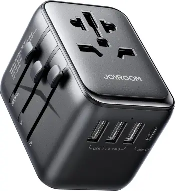 Adapter udhëtimi universal Joyroom JR-TCW01, 17W, 4 porta USB, i zi
