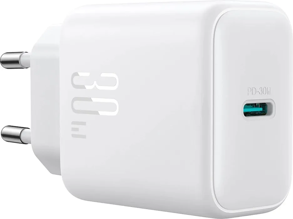 Karikues rrjeti USB-C PD 30W QC SFC, Joyroom JR-TCF24, 1 port, PPS, prizë EU, kabllo USB-C 1m, i bardhë, set - 7