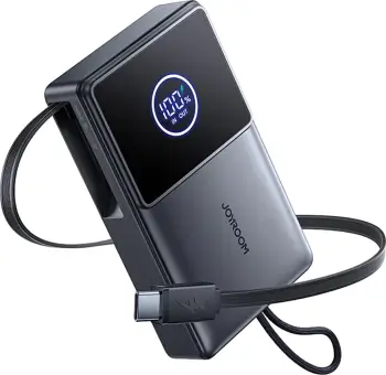 Powerbank Joyroom JR-PBF17 10000mAh 22.5W me kabllo USB-C të integruar + kabllo USB-C 25cm, e zezë