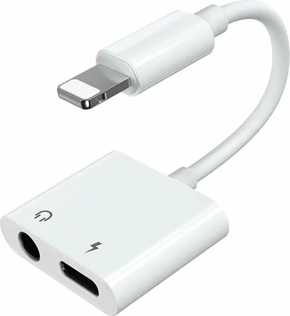 Adapter Joyroom S-Y104, Lightning në 3.5mm jack + Lightning, i bardhë - 1