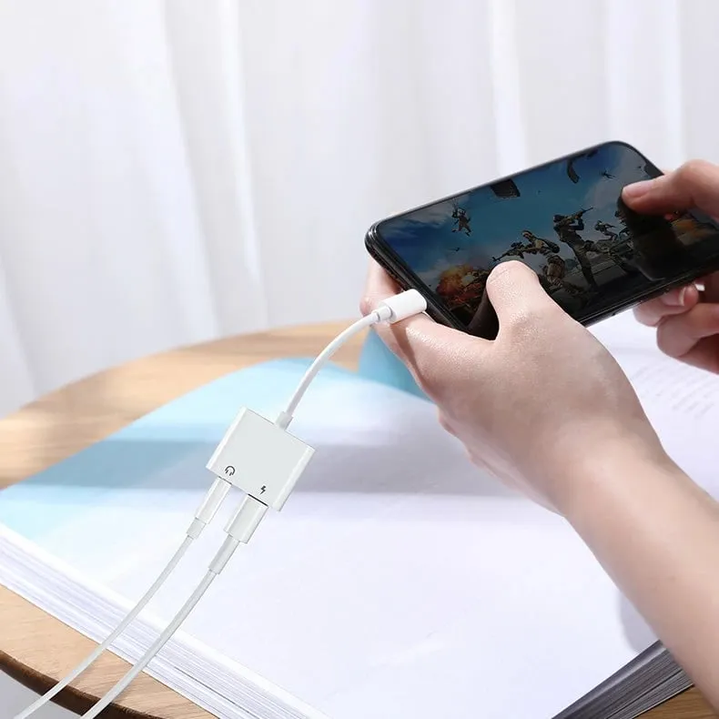 Adapter Joyroom S-Y104, Lightning në 3.5mm jack + Lightning, i bardhë - 6