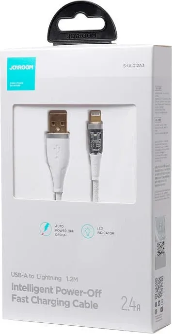 Kabllo USB Joyroom USB C në Lightning JYR571, 1.2 m, 2.4A, e bardhë - 2